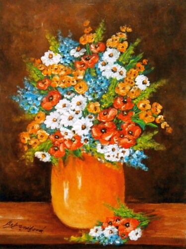 Painting titled "FLOWERS OF SUMMER 29" by Milka Urbaníková, Original Artwork, Acrylic