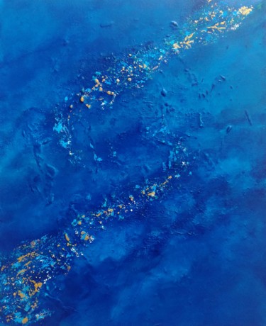 Painting titled "Bleu Lumière" by Milla Laborde, Original Artwork, Acrylic Mounted on Wood Stretcher frame
