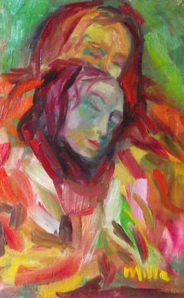 Pintura intitulada "maschere" por Milla, Obras de arte originais, Óleo