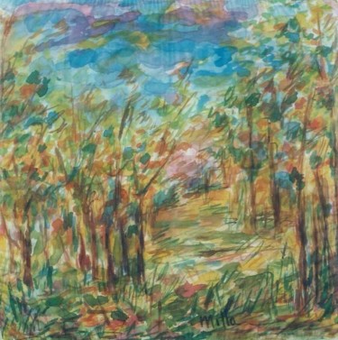 Peinture intitulée "alberi" par Milla, Œuvre d'art originale, Huile