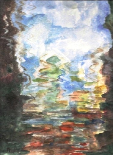 Peinture intitulée "riflessi-nell-acqua…" par Milla, Œuvre d'art originale, Huile