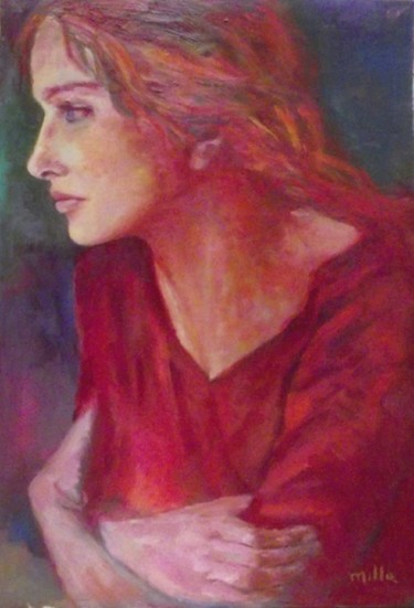 Ζωγραφική με τίτλο "la-donna-in-rosso.j…" από Milla, Αυθεντικά έργα τέχνης, Λάδι