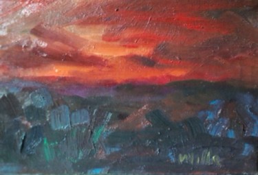 Pittura intitolato "tramonto-sulla-coll…" da Milla, Opera d'arte originale, Olio