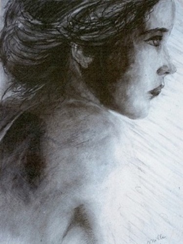 Drawing titled "thoughts.jpg" by Milla, Original Artwork, Charcoal