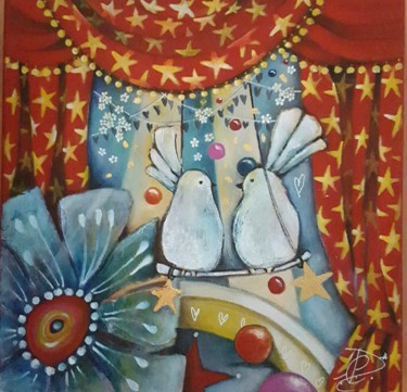 Painting titled ""Circus birds"" by Millecouleurs, Original Artwork, Acrylic