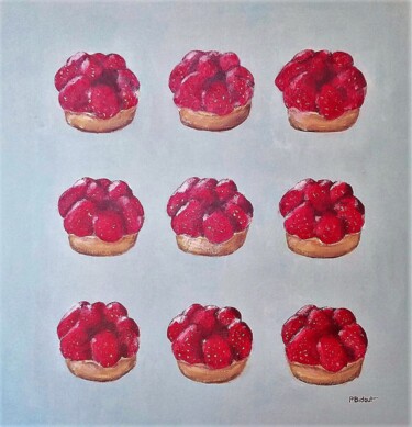 Painting titled "Tartelettes aux fra…" by Pierre Bidaut, Original Artwork, Acrylic Mounted on Wood Stretcher frame