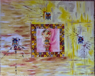 Peinture intitulée "SOLEIL INCA" par Sandra Million, Œuvre d'art originale, Acrylique