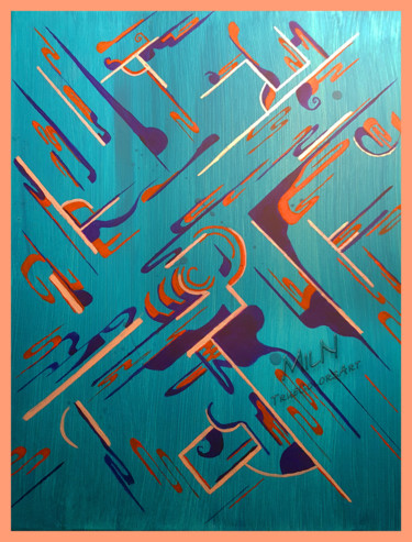Painting titled "Mouvement des Fluid…" by Miln C, Original Artwork, Acrylic Mounted on Wood Stretcher frame