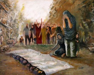 Peinture intitulée "Slaughtered" par Milo Abadilla, Œuvre d'art originale, Huile Monté sur Châssis en bois