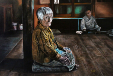 제목이 "Lords of Bhutan"인 미술작품 Milo Abadilla로, 원작, 기름 나무 들것 프레임에 장착됨