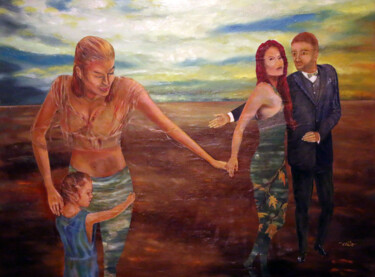 Painting titled "Complicated" by Milo Abadilla, Original Artwork, Oil Mounted on Wood Stretcher frame