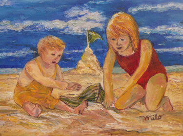 Peinture intitulée "Sister Love" par Milo Abadilla, Œuvre d'art originale, Huile Monté sur Châssis en bois