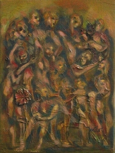 Malerei mit dem Titel "Mixed-Up Chromosomes" von Milo Abadilla, Original-Kunstwerk, Öl