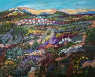Painting titled "Village de Provence…" by Milorv, Original Artwork