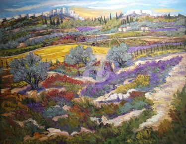 Painting titled "Les Baux de Provence" by Milorv, Original Artwork, Oil