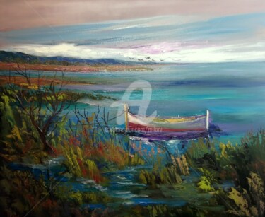 Картина под названием "La barque" - Milorv, Подлинное произведение искусства