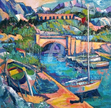 Pintura intitulada "Le Canal du rove" por Milorv, Obras de arte originais, Óleo