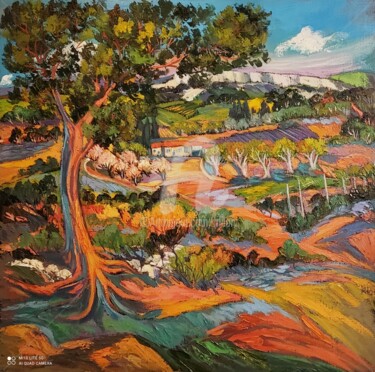 Painting titled "Soir d automne soli…" by Milorv, Original Artwork, Oil