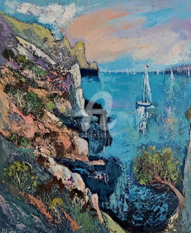 Painting titled "Dans les calanques" by Milorv, Original Artwork, Oil