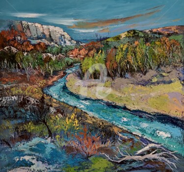 Peinture intitulée "Le cours d eau" par Milorv, Œuvre d'art originale, Huile