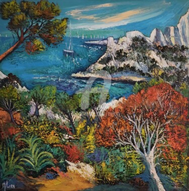 Painting titled "L arbre rouge" by Milorv, Original Artwork, Oil
