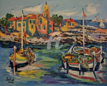Painting titled "Saint Tropez" by Milorv, Original Artwork, Oil