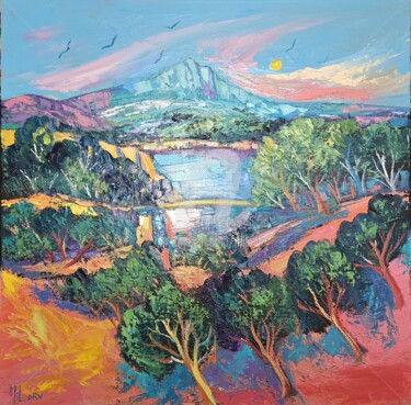 Картина под названием "Le barrage de Bimon" - Milorv, Подлинное произведение искусства, Масло Установлен на Деревянная рама…