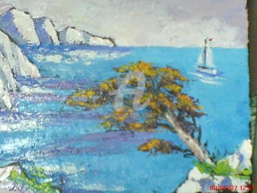 Painting titled "Le voilier blanc" by Milorv, Original Artwork
