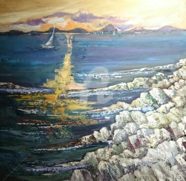 Peinture intitulée "La côte bleue" par Milorv, Œuvre d'art originale, Huile
