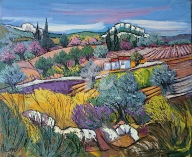 Painting titled "Provence en fleurs" by Milorv, Original Artwork, Oil