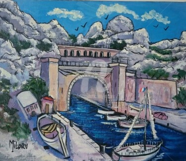 Painting titled "Tunnel de l estaque" by Milorv, Original Artwork, Oil