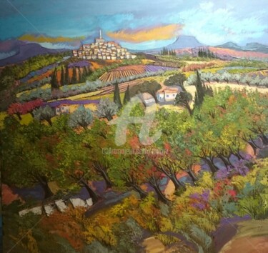 Peinture intitulée "Les vignes en Prove…" par Milorv, Œuvre d'art originale, Huile