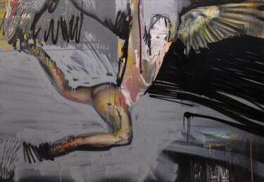 Картина под названием "Free fall" - Miloš Hronec, Подлинное произведение искусства, Масло