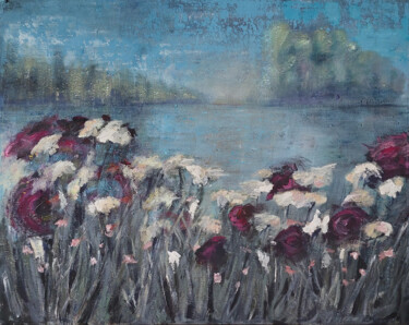 Ζωγραφική με τίτλο "Lakeside flowers -…" από Milosz Burnat, Αυθεντικά έργα τέχνης, Ακρυλικό