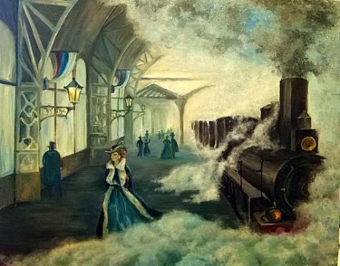 Peinture intitulée "Вокзал" par Inna Redina, Œuvre d'art originale, Huile