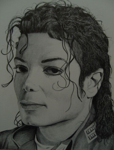 Tekening getiteld "Michael Jackson by…" door Milto Sideris, Origineel Kunstwerk, Balpen