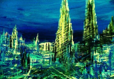 Pintura intitulada "Blue future" por Milto Sideris, Obras de arte originais, Acrílico