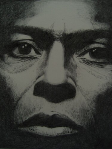 Drawing titled "Miles Davis" by Milto Sideris, Original Artwork, Ballpoint pen