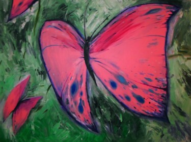 Painting titled "Victorious butterfly" by Milto Sideris, Original Artwork, Acrylic Mounted on Wood Stretcher frame