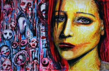 图画 标题为“Quiet psychopath” 由Milto Sideris, 原创艺术品, 标记