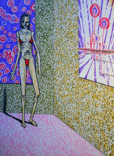 Drawing titled "Anorexic art critic" by Milto Sideris, Original Artwork, Marker