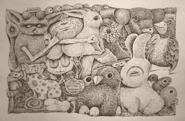 "Infinity Zoo - Rabb…" başlıklı Tablo Milto Sideris tarafından, Orijinal sanat, Işaretleyici