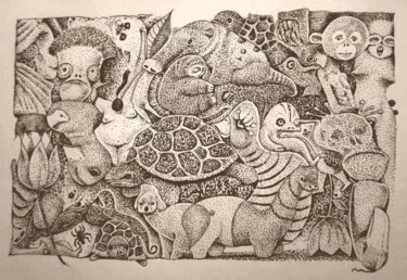 Drawing titled "Infinity Zoo - Turt…" by Milto Sideris, Original Artwork, Marker