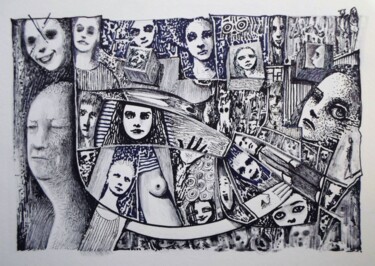 Drawing titled "At the institute fo…" by Milto Sideris, Original Artwork, Marker