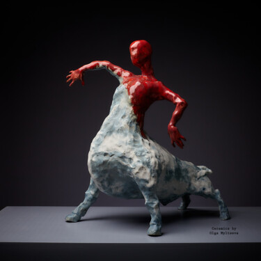 Rzeźba zatytułowany „"Bullfighting"” autorstwa Oly Miltys, Oryginalna praca, Ceramika