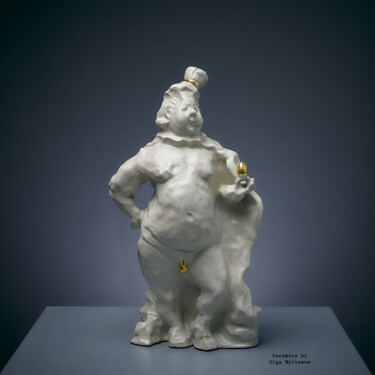 Skulptur mit dem Titel "Naked king" von Oly Miltys, Original-Kunstwerk, Keramik