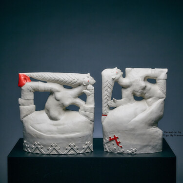 Sculpture titled "Braids" by Oly Miltys, Original Artwork, Ceramics