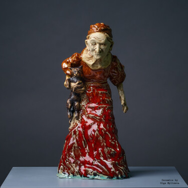 Sculpture titled "Baba Yaga" by Oly Miltys, Original Artwork, Ceramics