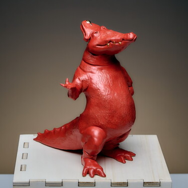 Skulptur mit dem Titel "My cute crocodile" von Oly Miltys, Original-Kunstwerk, Keramik