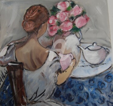 Pintura intitulada "na mesa de cha" por Milu Petersen, Obras de arte originais
